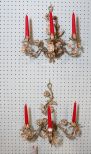 Pair of Metal Flower Designed Wall Candle Holders