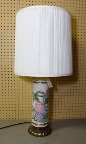 Porcelain Lamp with Hand Painted Flowers