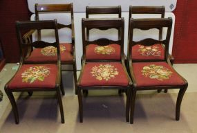Set of Six Mahogany Duncan Phyfe Needlepoint Chairs
