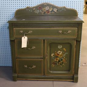Green Cottage Pine Washstand with Painted Flowers
