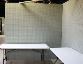 Light Blue Eight Foot Pegboard Wall