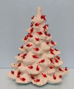 White Christmas Tree with Red Birds