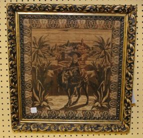 Framed Tapestry of Man on Camel