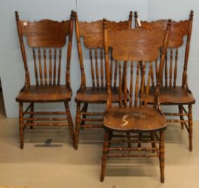 Set of Four Oak Pressed Back Chairs