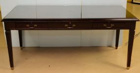 Three Drawer Cherry Glass Top Executive Desk