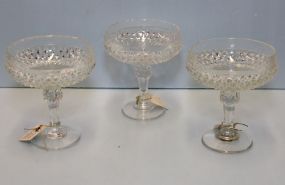 Three Pressed Glass Compotes