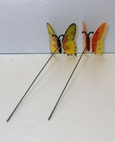 Two Metal Butterfly Stakes