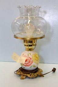 Hand Painted Lamp with Clear Shade