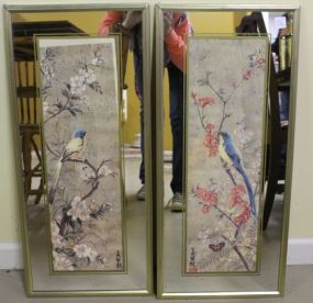 Two Oriental Bird Prints with Mirror Matting