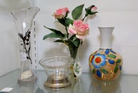 Three Vases & Clear Bowl