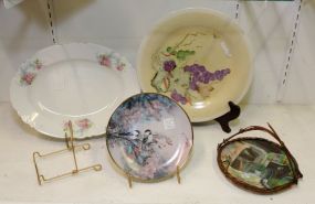 Three Hand Painted Plates & Oval Tray
