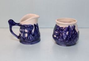 Blue and White Indian Creamer & Sugar