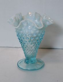 Blue Fenton Ruffled Top Vase