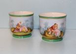 Pair of Hand Painted Courtship Cache Pots