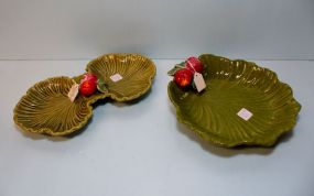Two California Pottery Leaf Trays