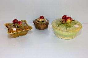 Three California Pottery Covered Dishes