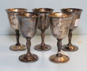 Five Silverplate Rogers Goblets