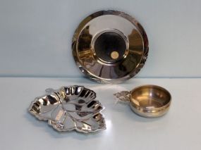Pewter Dish & Two Chrome Trays