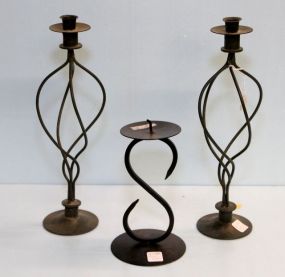 Three Metal Candle Holders