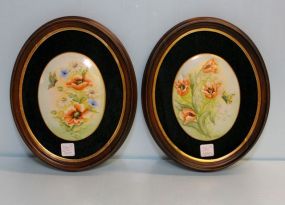 Two Oval Hand Painted Wall Plaques