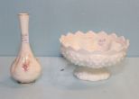 Hand Painted Bud Vase & Fenton Epergne Holder