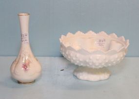 Hand Painted Bud Vase & Fenton Epergne Holder