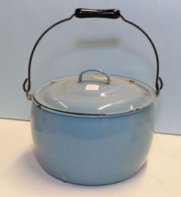 Blue Enameled Pot with Lid