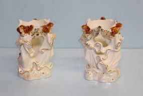 Pair of Ceramic Angel Candle Holders