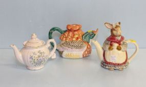 Rabbit Teapot, Bird Teapot & Teapot with Violets
