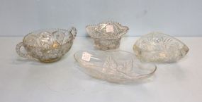 Four Clear Pressed Glass Bowls & Dishes