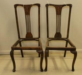 Pair of Inlaid Queen Anne Chairs