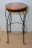 Oak and Metal Barstool