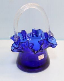 Blue Glass Basket with Clear Handle