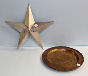 Silver Metal Star & Embossed Hanging Metal Plate