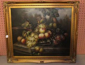 Oil on Board of Fruit in Gold Carved Frame