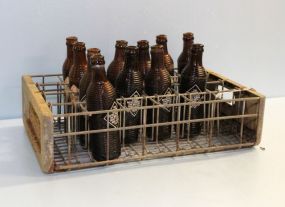 Metal Bottle Crate & Eleven Orange Crush Bottles