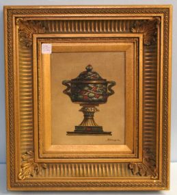 Gold Framed Oil on Canvas of Urn