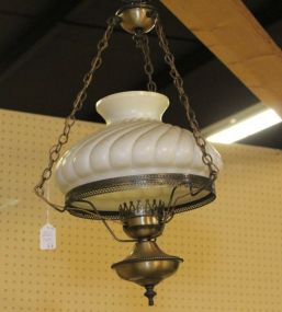 Brass Chandelier with Frosted Shade