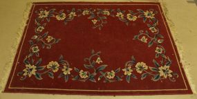 Red Rug with White Flowers