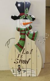 Wood Snowman Let It Snow Sign