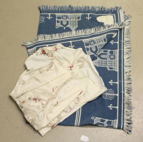 Needlepoint Tablecloth & Blue Throw