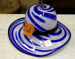 Blue and White Art Glass Hat