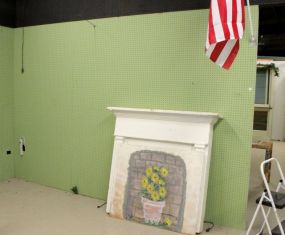 Green Eight Foot Pegboard Wall