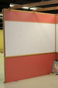 Red and White Eight Foot Pegboard Wall