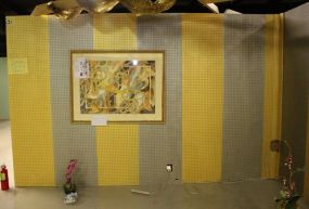 Gray and Yellow Eight Foot Pegboard Wall
