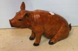 Painted Bronze Pig with Eyelashes 