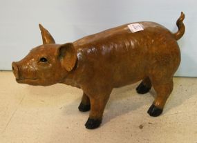 Painted Bronze Pig with Eyelashes 