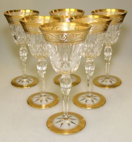 Set of Six Signed Saint-Louis Water Goblets