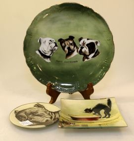 Three Painted Dog Plates