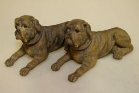 Pair of Reclining Resin Dogs & One Single Resin Dog